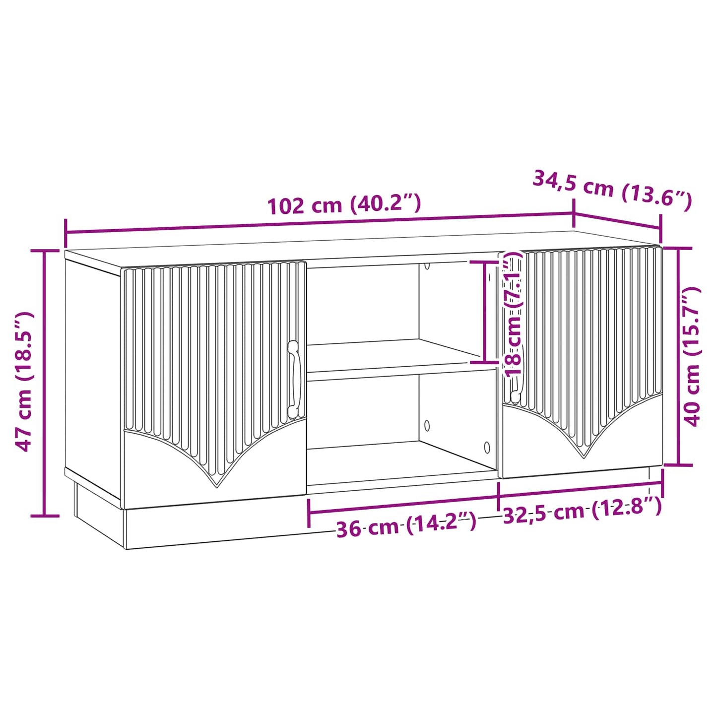 Mobile TV Grigio Sonoma 102 x 34,5 x 47 cm Legno ingegnerizzato | homemem39