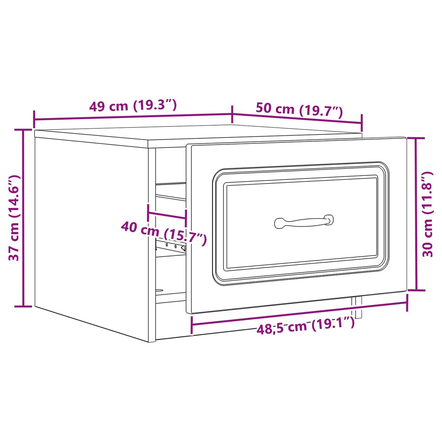 Tavolino da salotto Nero 49 x 50 x 37 cm Legno ingegnerizzato | homemem39