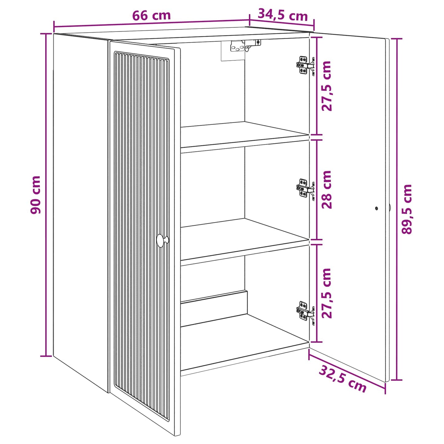 Mobiletto a muro 66 x 34,5 x 90 cm Legno ingegnerizzato | homemem39
