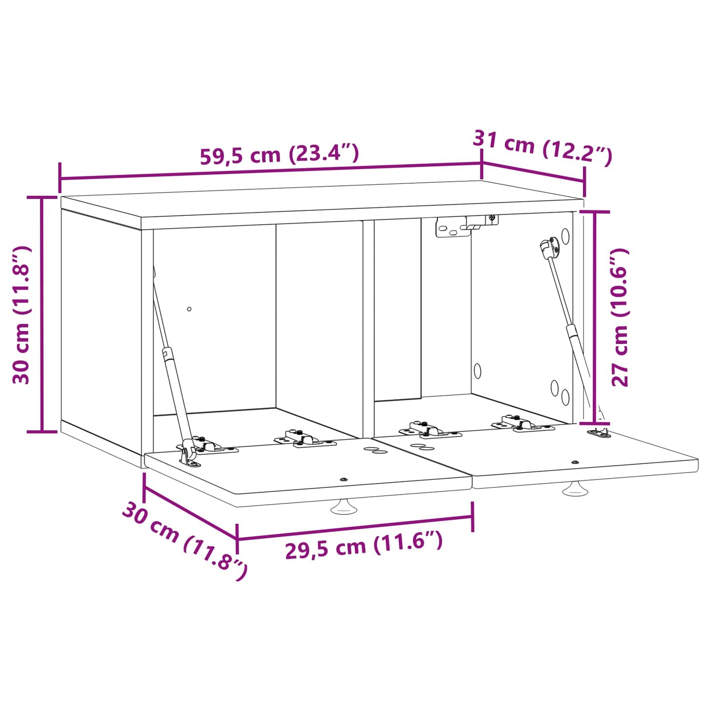 Mobile Porta TV da Muro Grigio Sonoma 59,5 x 31 x 30 cm | homemem39