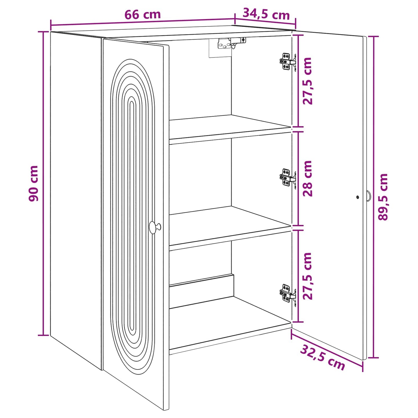 Mobiletto a muro 66 x 34,5 x 90 cm Legno ingegnerizzato | homemem39