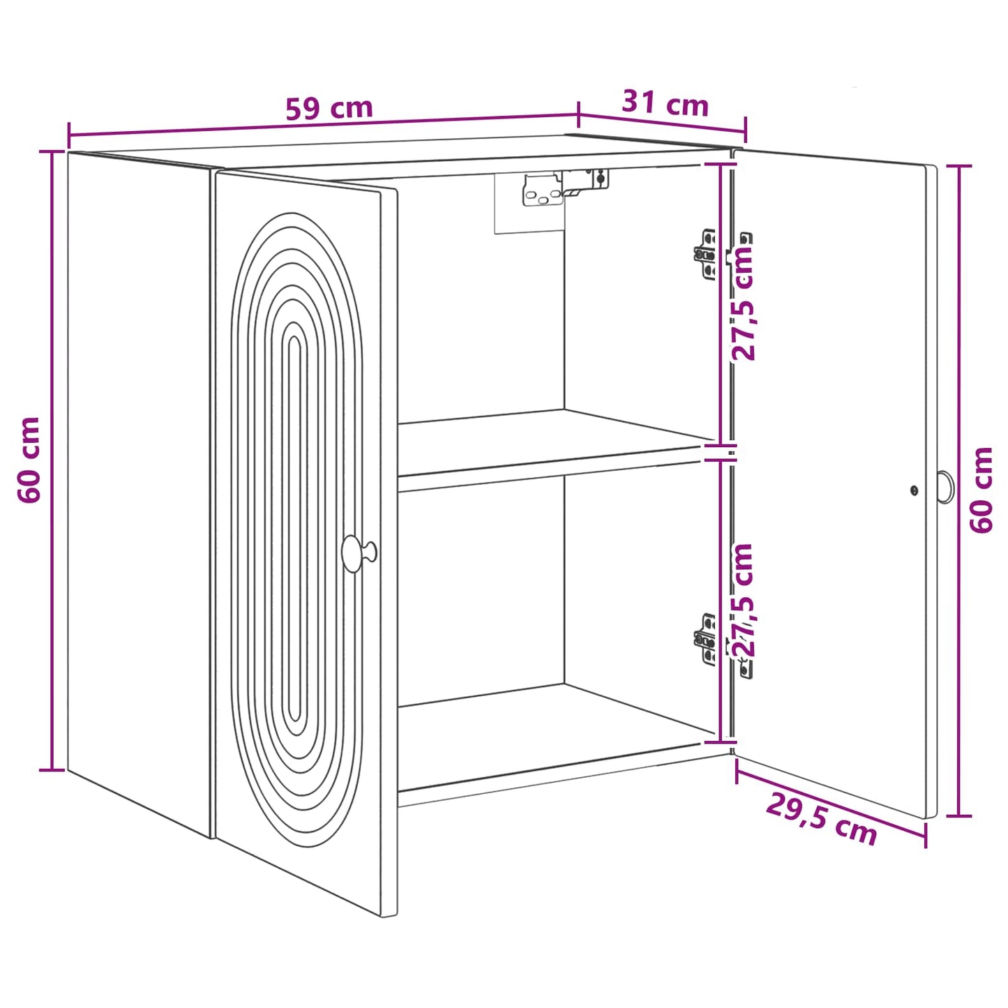 Mobiletto a muro 59 x 31 x 60 cm Legno ingegnerizzato | homemem39