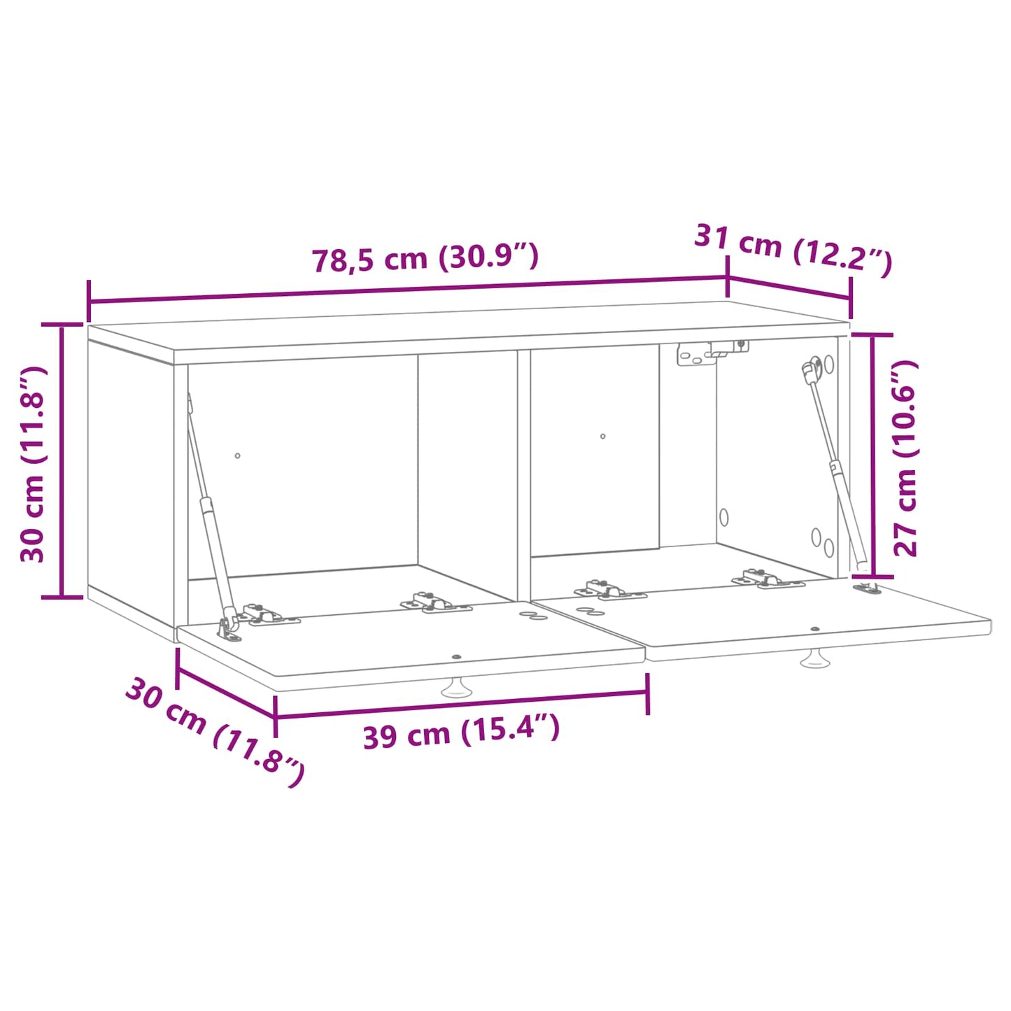 Mobile Porta TV da Muro Rovere Sonoma 78,5 x 31 x 30 cm