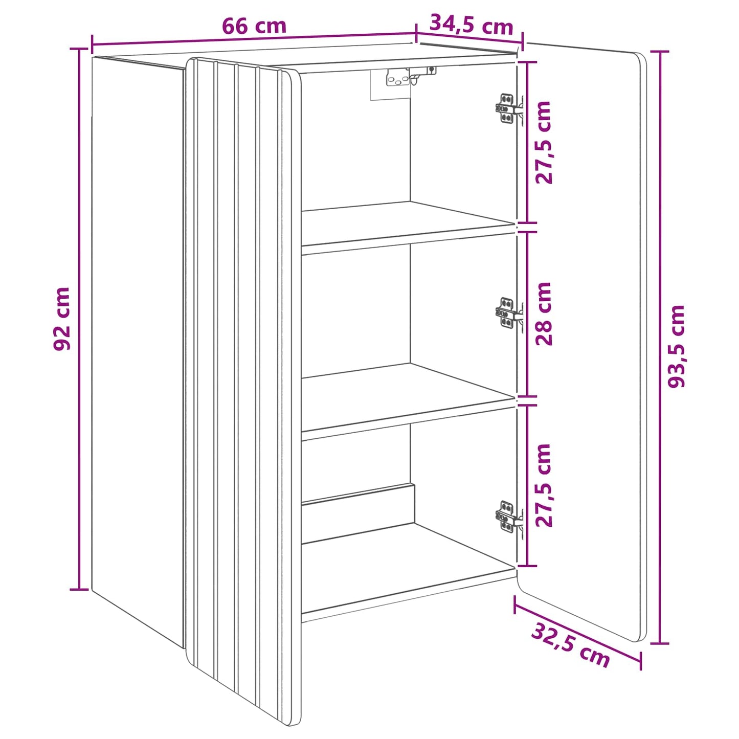Mobiletto a muro 66 x 34,5 x 92 cm Legno ingegnerizzato | homemem39