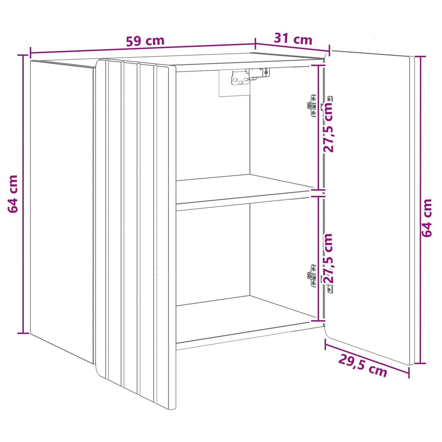 Mobiletto a muro 59 x 31 x 64 cm Legno ingegnerizzato | homemem39
