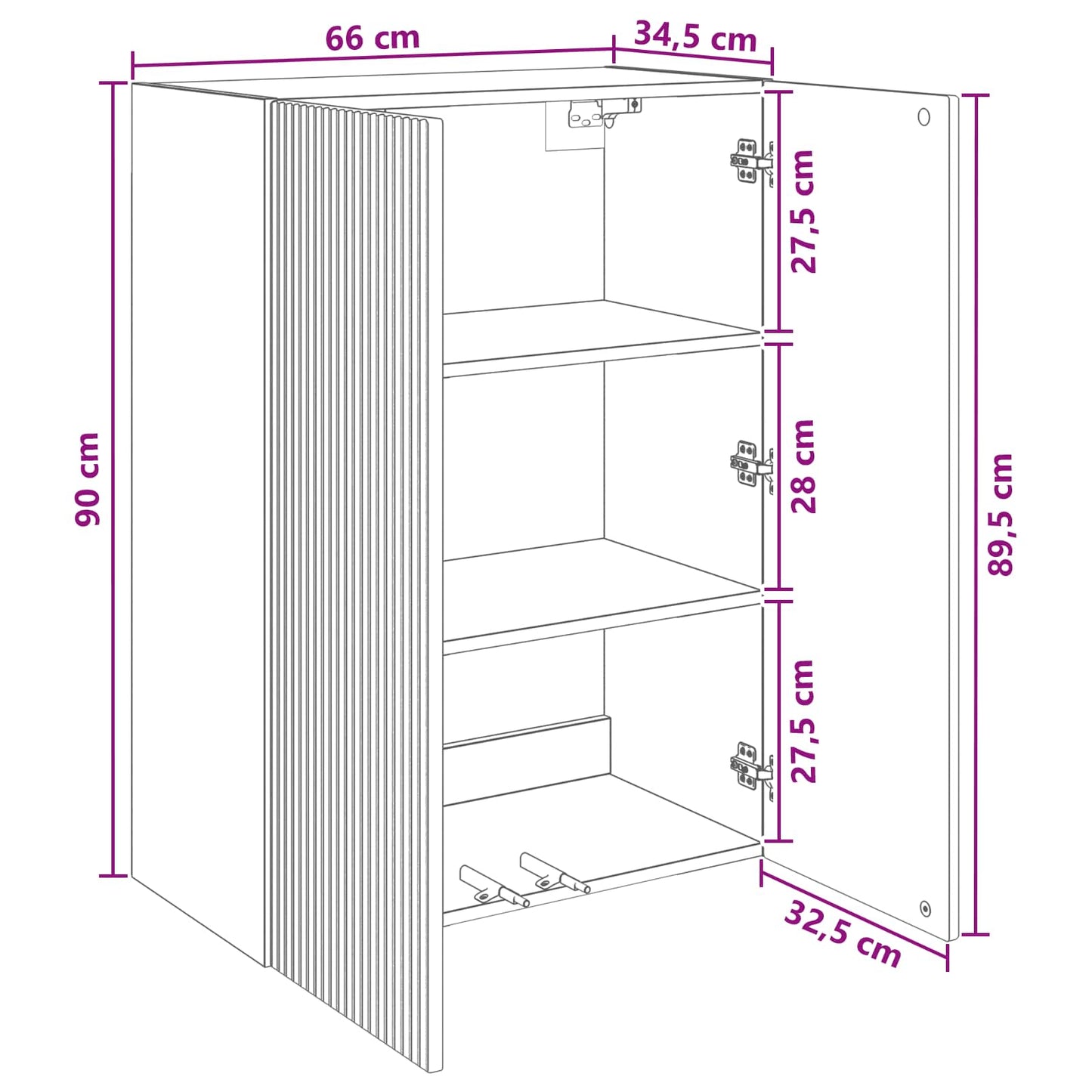 Mobiletto a muro 66 x 34,5 x 90 cm Legno ingegnerizzato | homemem39