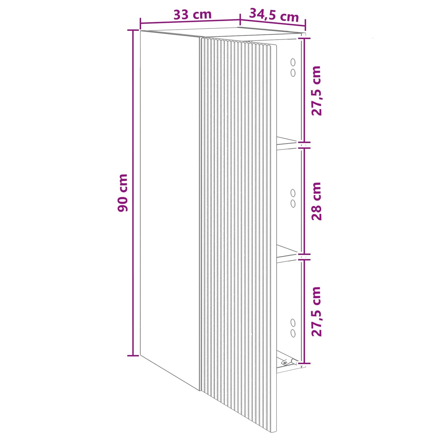 Mobiletto a muro 33 x 34,5 x 90 cm Legno ingegnerizzato | homemem39