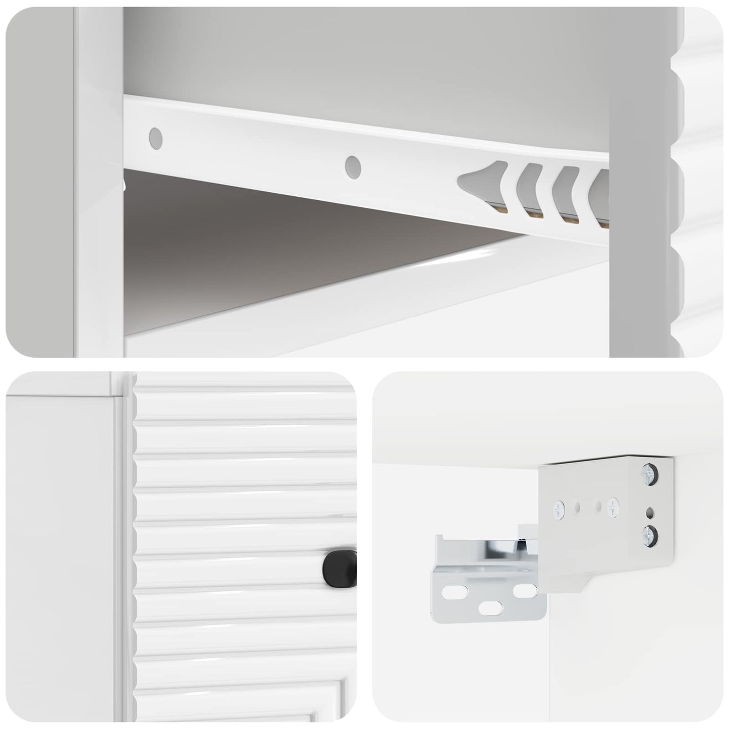 Mobiletto da notte a muro 2 pz Bianco Lucido 34,5 x 33 x 20 cm