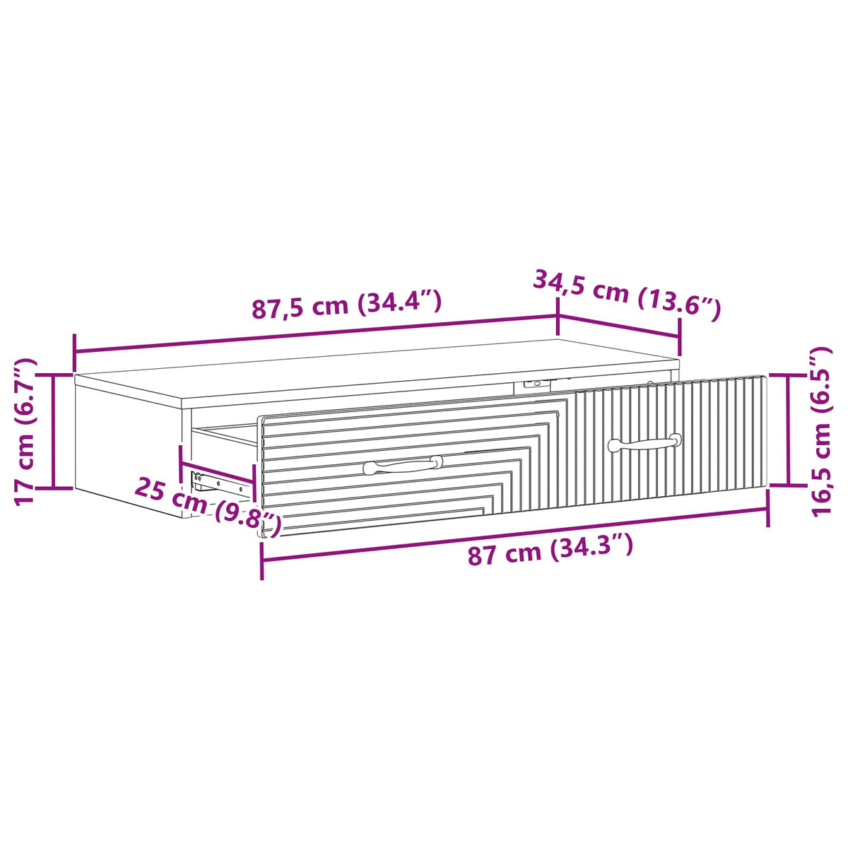 Tavolino da Parete Laterale 87,5 x 34,5 x 17 cm Rovere Sonoma - homemem39