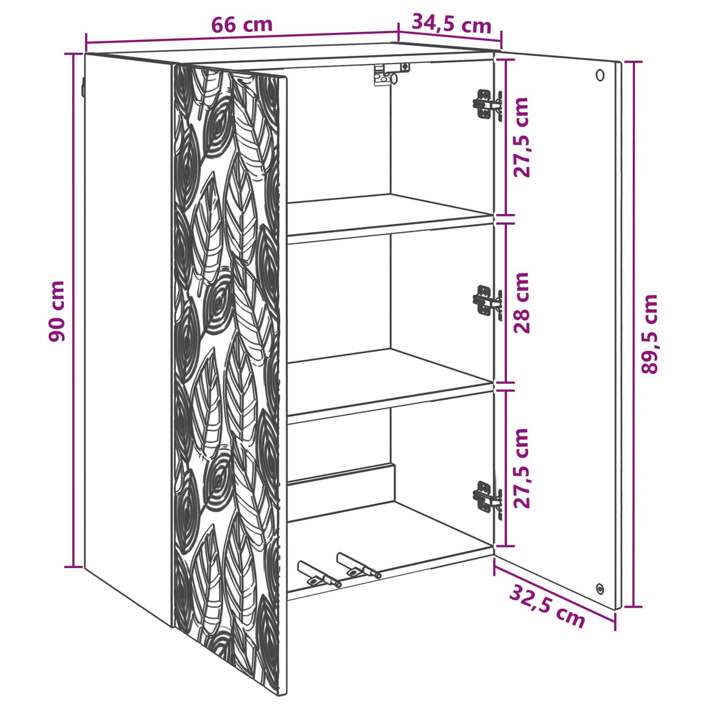 Mobiletto a muro 66 x 34,5 x 90 cm Legno ingegnerizzato