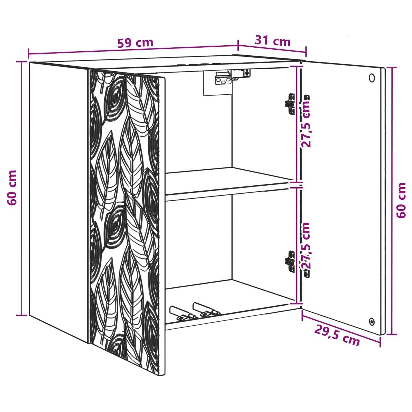 Mobiletto a muro 59 x 31 x 60 cm Legno ingegnerizzato | homemem39