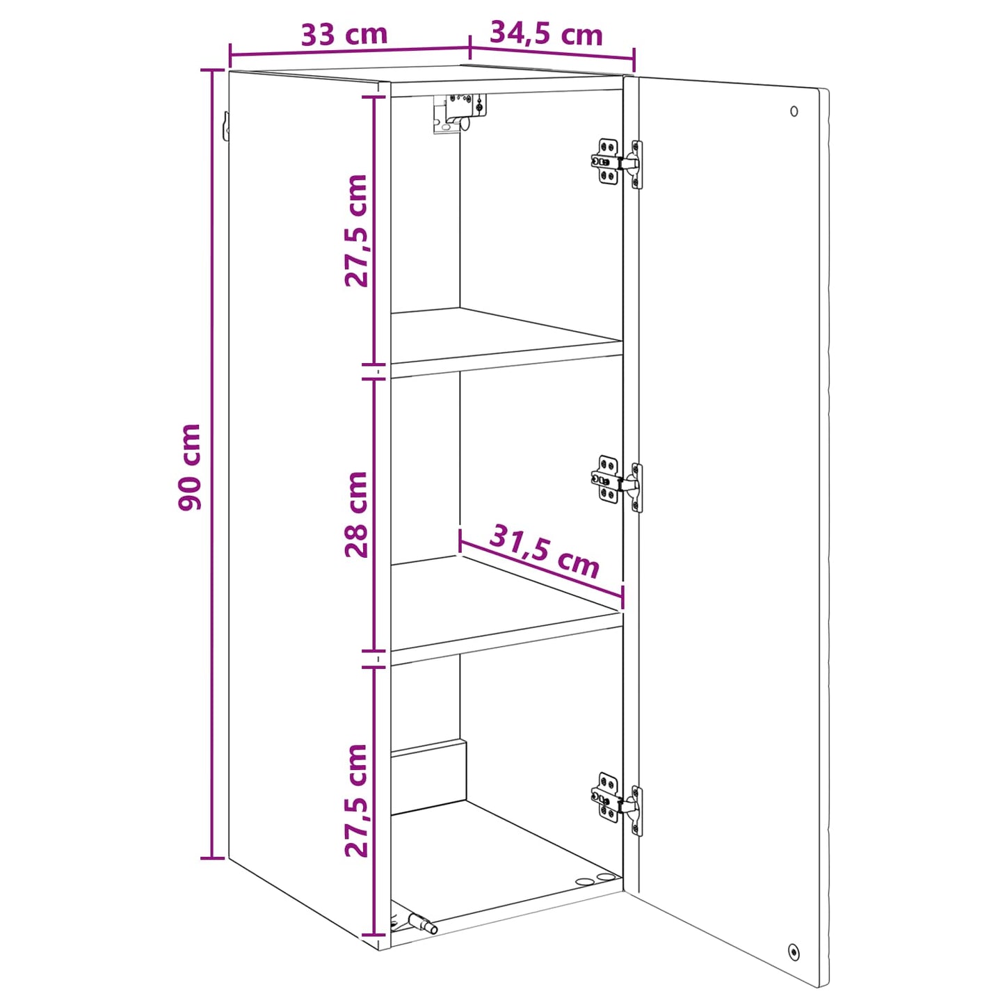 Mobiletto a muro 33 x 34,5 x 90 cm Legno ingegnerizzato | homemem39