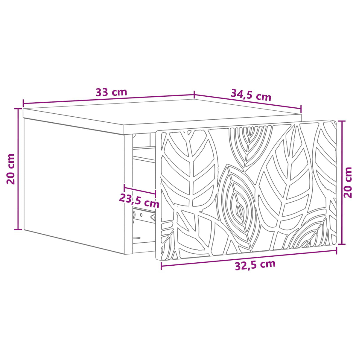 Tavolino da Parete Laterale Rovere Fumo 34,5 x 33 x 20 cm | homemem39