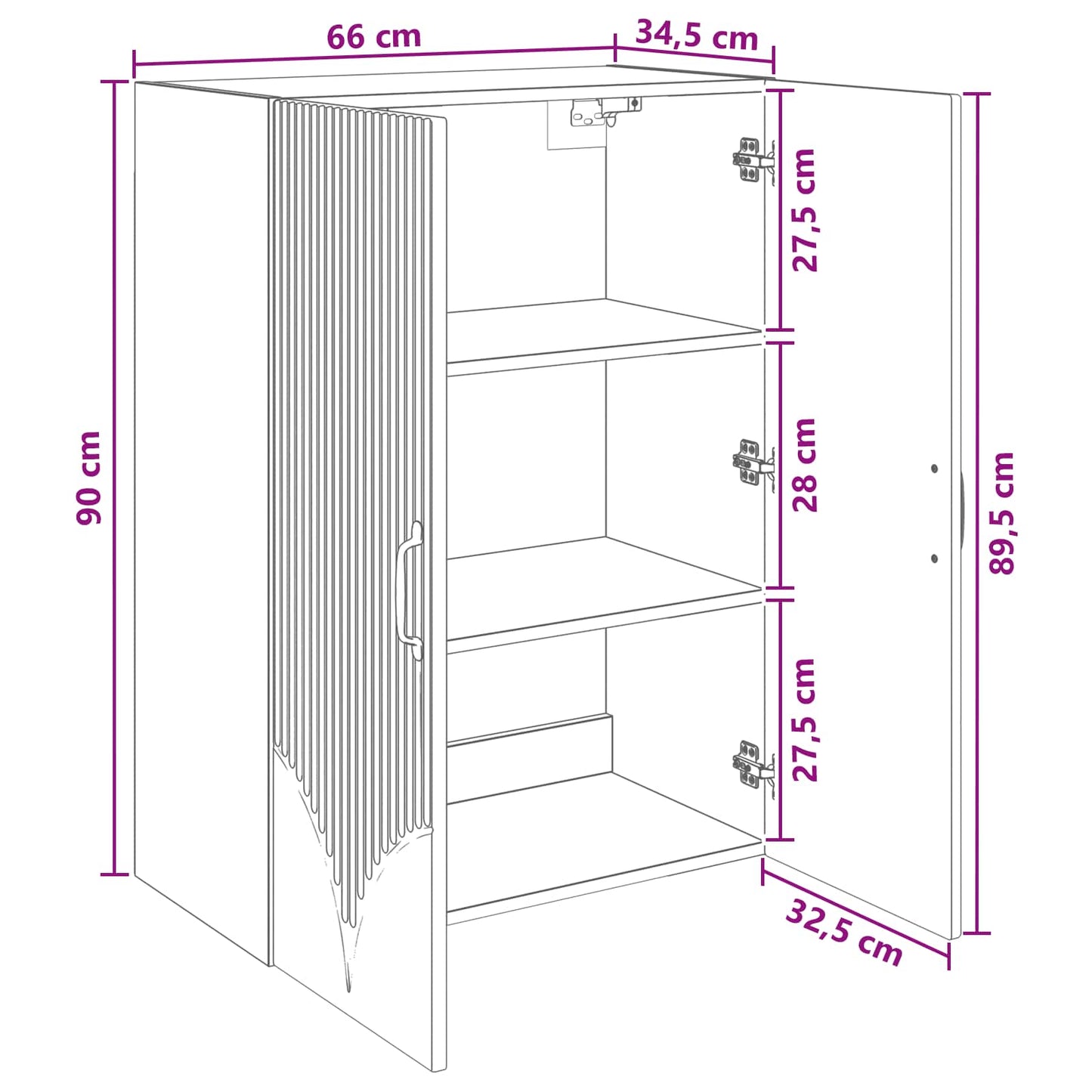 Mobiletto a muro 66 x 34,5 x 90 cm Legno ingegnerizzato | homemem39