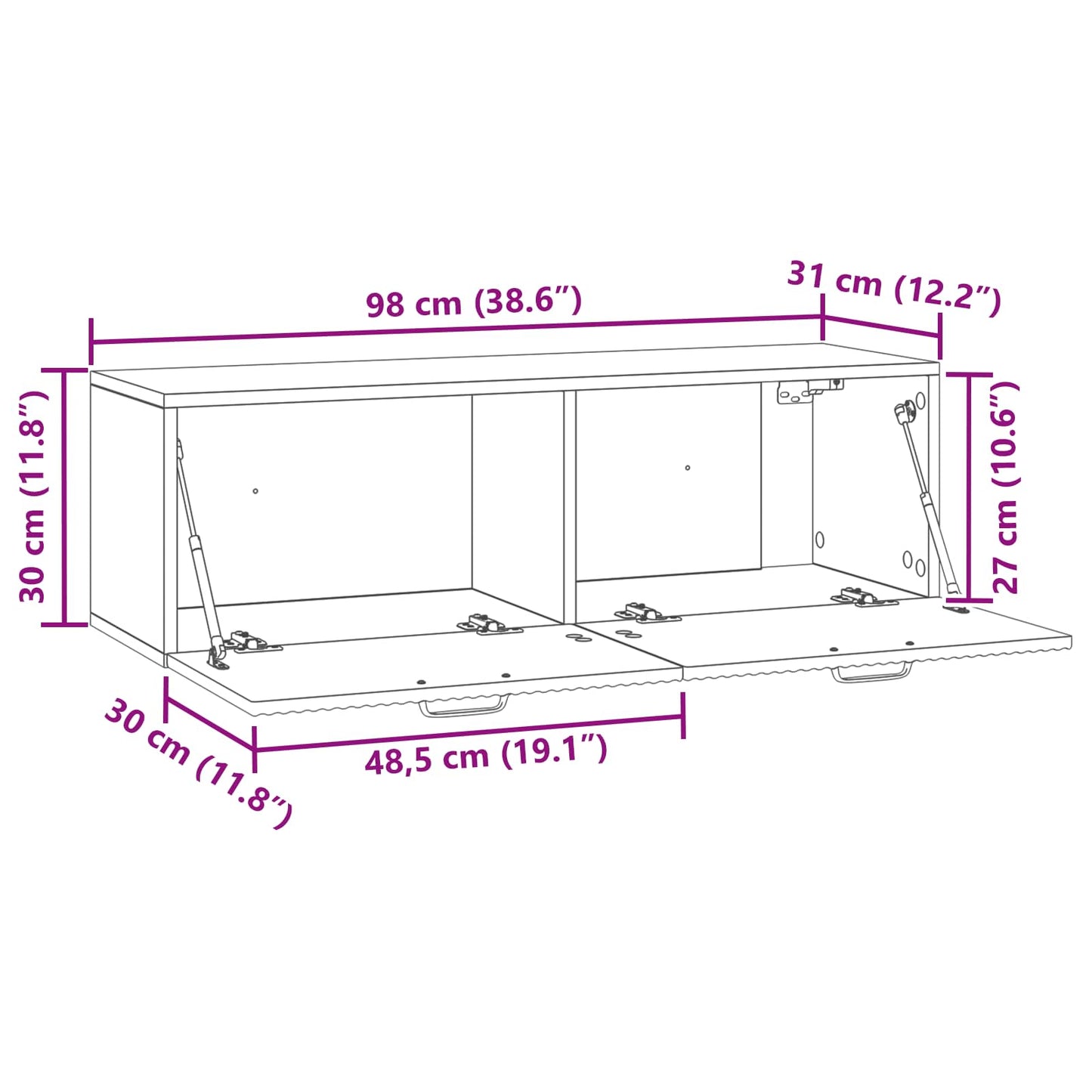 Mobile Porta TV da Muro Grigio Sonoma 98 x 31 x 30 cm | homemem39