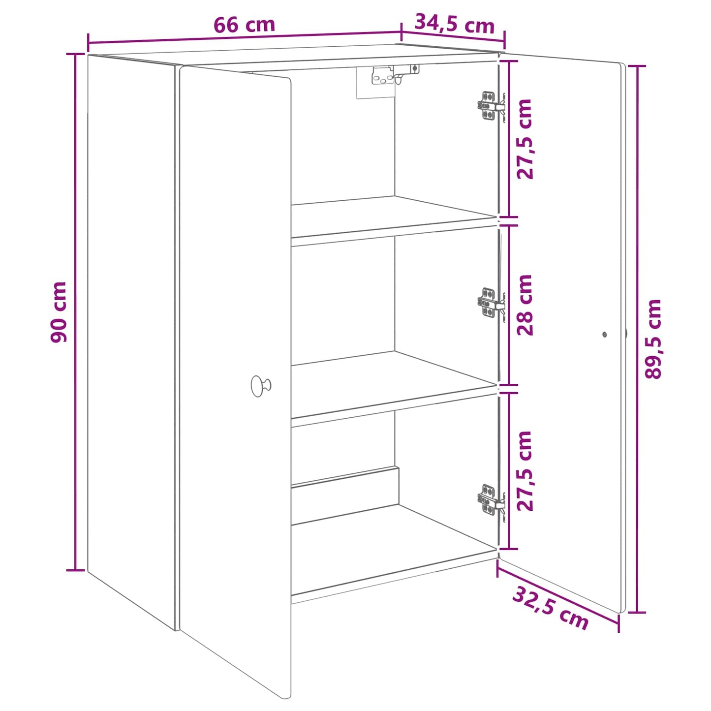 Mobiletto a muro 66 x 34,5 x 90 cm Legno ingegnerizzato | homemem39