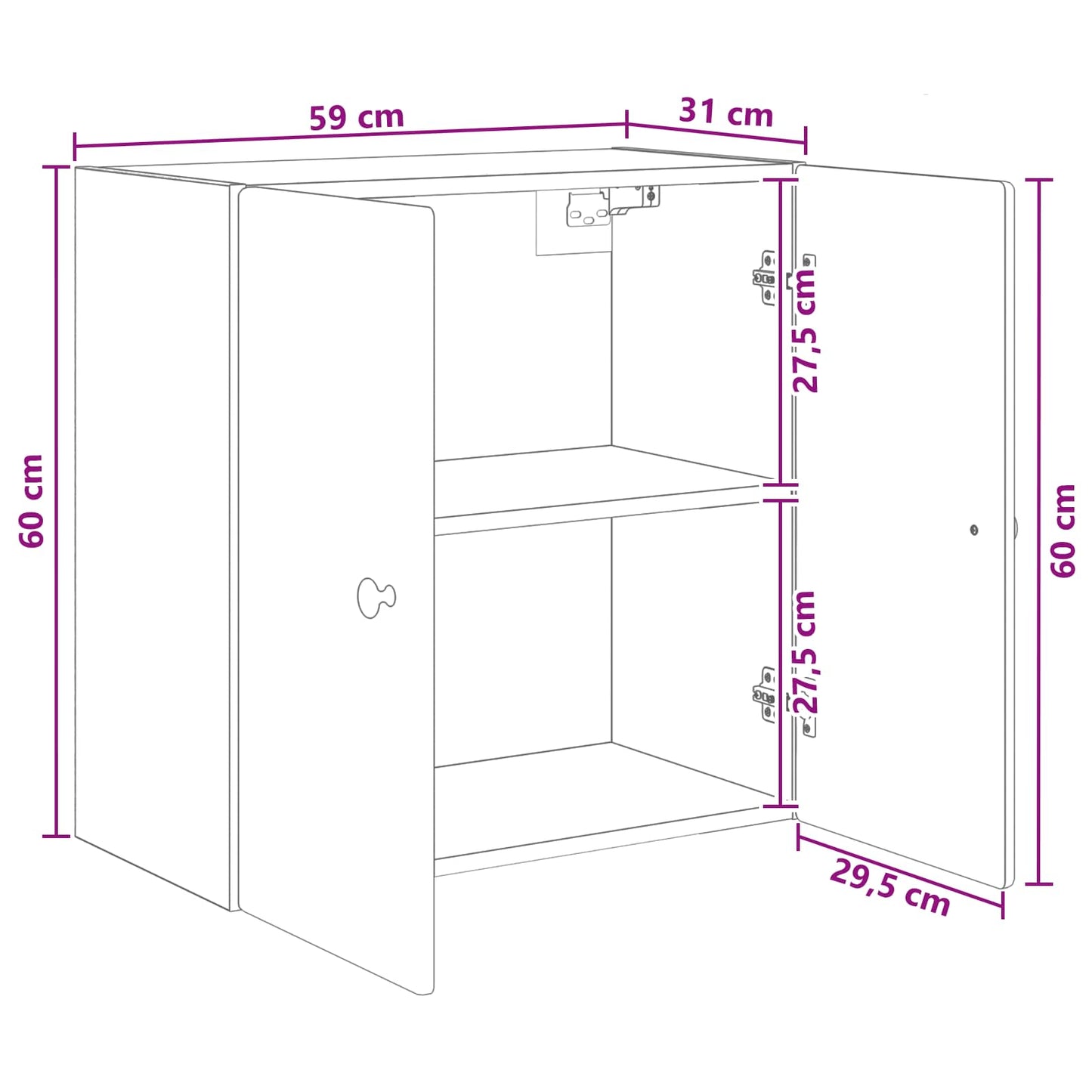 Mobiletto a muro 59 x 31 x 60 cm Legno ingegnerizzato | homemem39