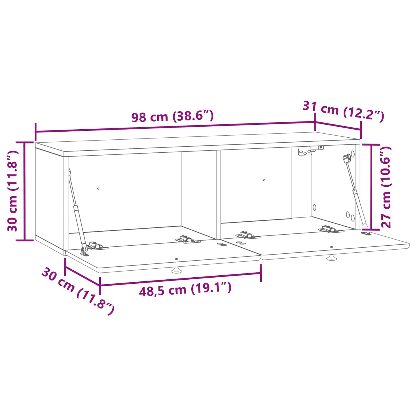 Mobile Porta TV da Muro Rovere Artigianale 98 x 31 x 30 cm | homemem39