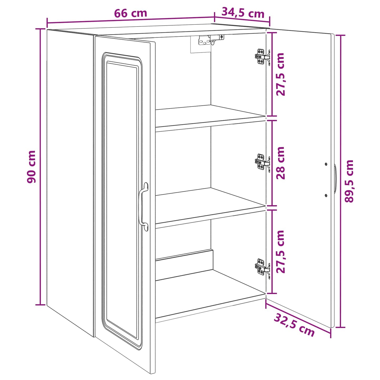 Mobiletto a muro 66 x 34,5 x 90 cm Legno ingegnerizzato | homemem39