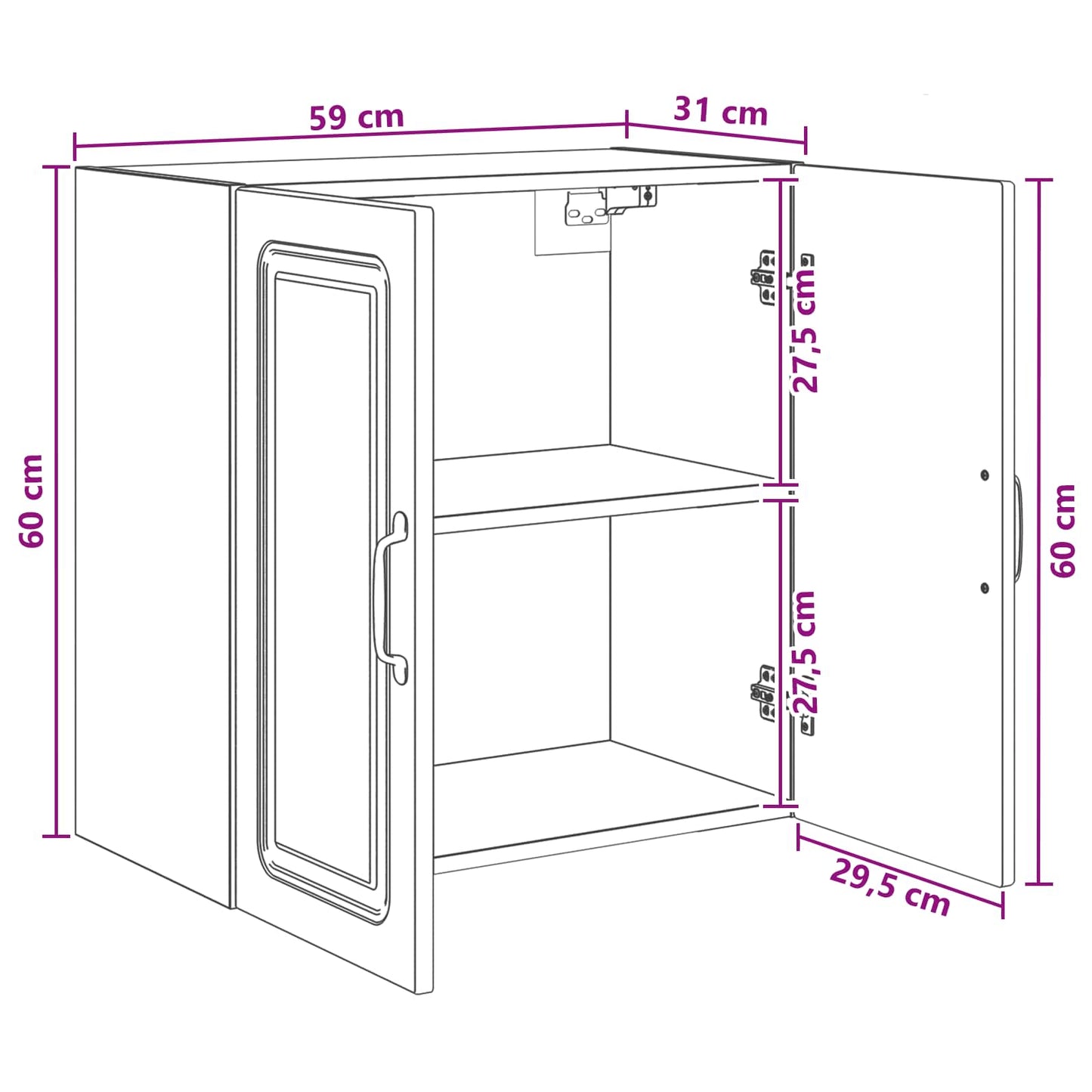 Mobiletto a muro 59 x 31 x 60 cm Legno ingegnerizzato | homemem39