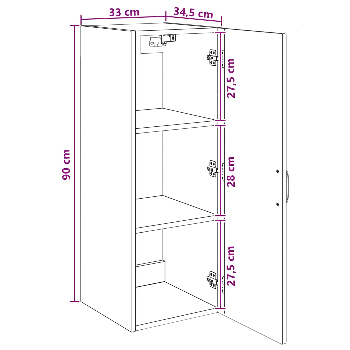 Mobiletto a muro 33 x 34,5 x 90 cm Legno ingegnerizzato | homemem39