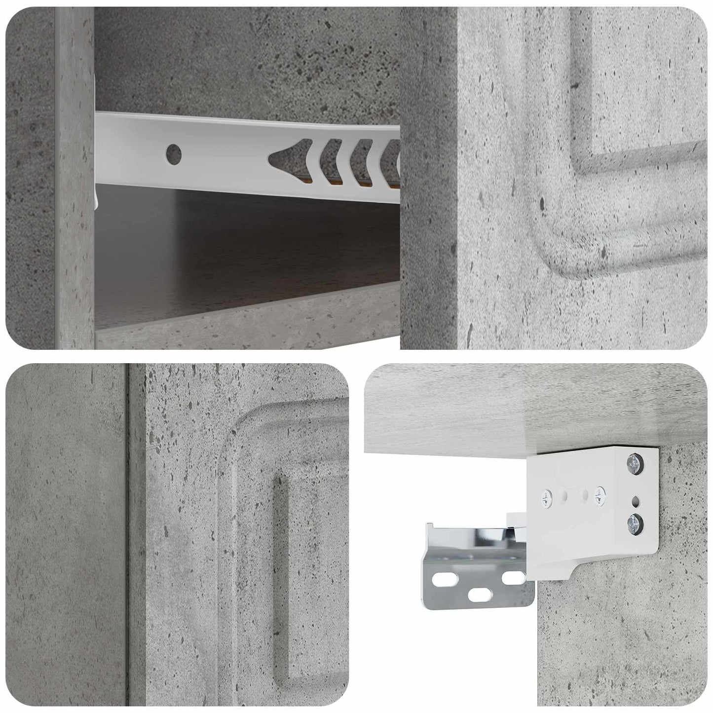 Mobiletto da notte a muro 2 pz Grigio Cemento 49 x 34,5 x 20 cm