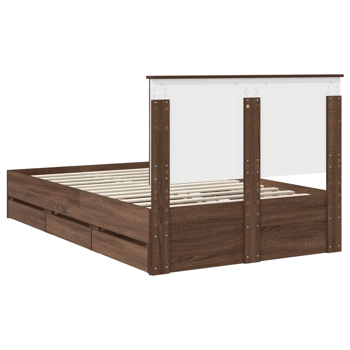 Struttura del letto con cassetto Rovere Marrone 135 x 190 cm | homemem39
