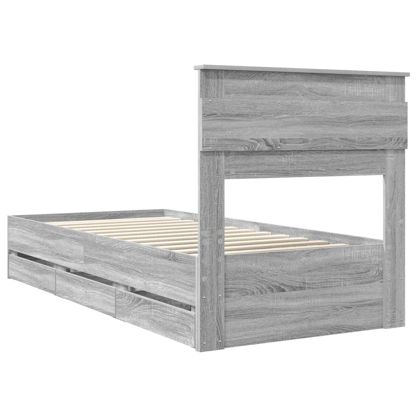 Struttura del letto con cassetto Grigio Sonoma 75 x 190 cm | homemem39