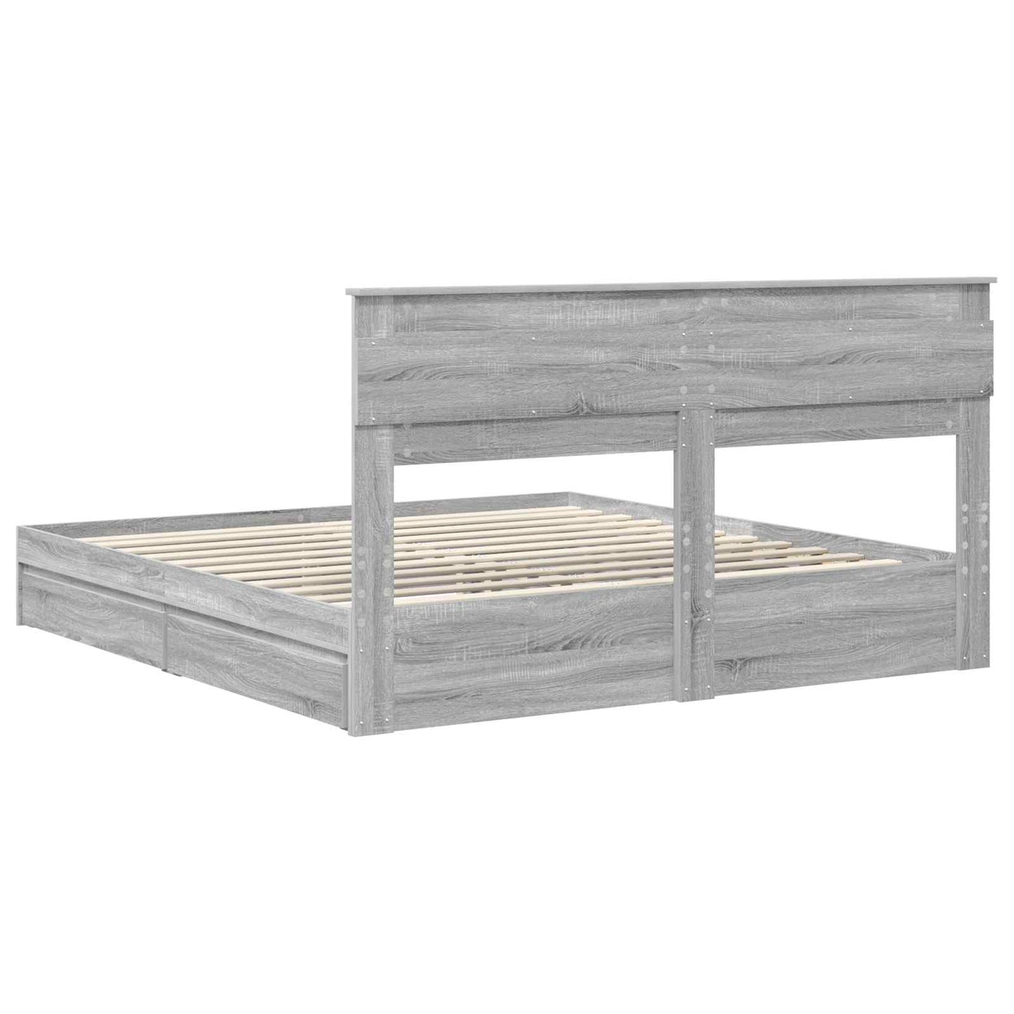 Letto con Contenitore con cassetto Grigio Sonoma 200 x 200 cm | homemem39