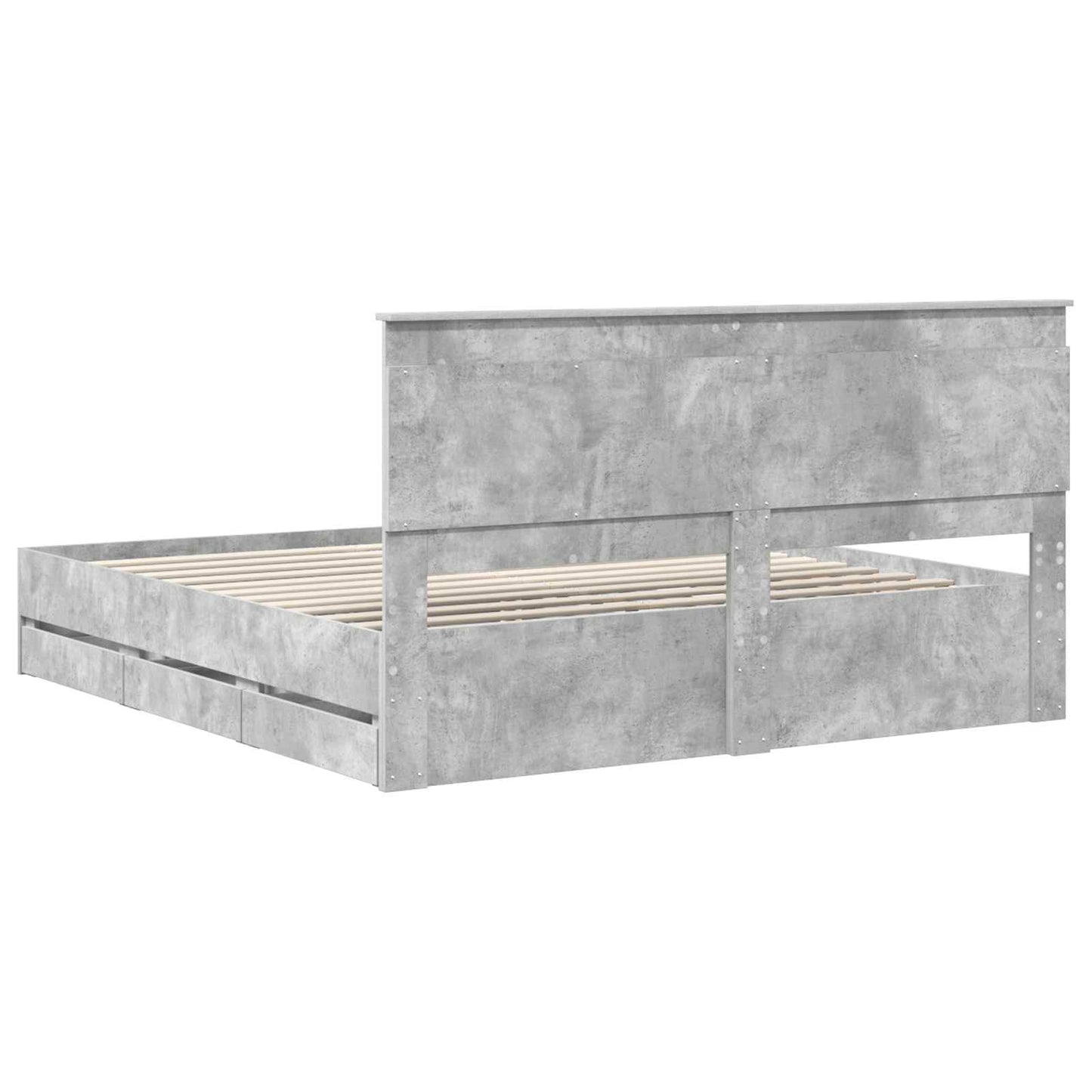 Struttura del letto con cassetto Grigio cemento 200 x 200 cm | homemem39