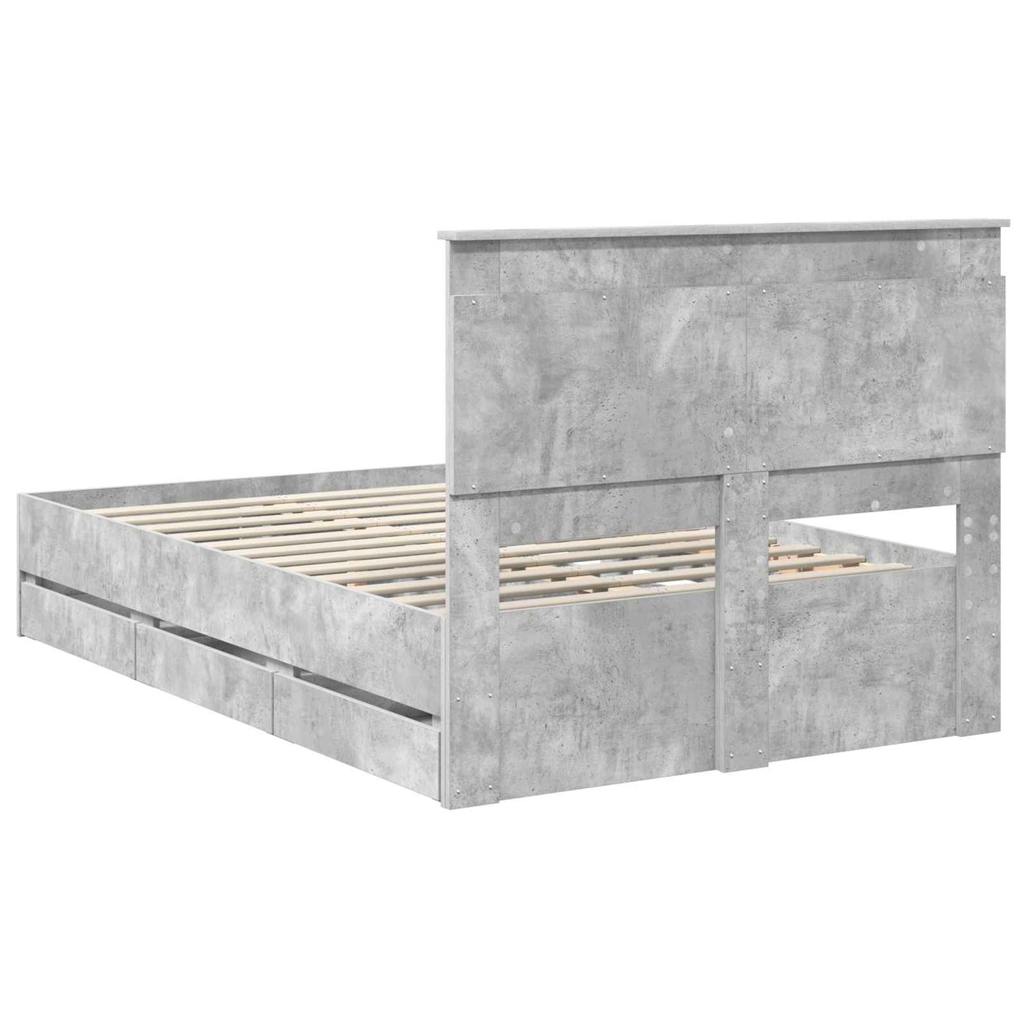 Struttura del letto con cassetto Grigio cemento 135 x 190 cm