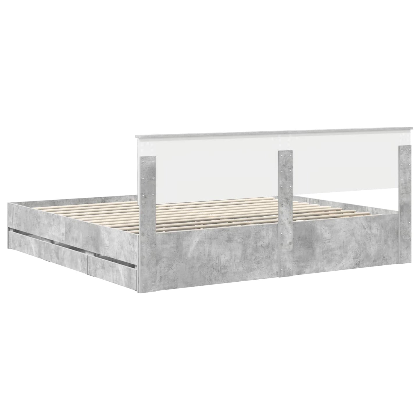 Struttura del letto con cassetto Grigio cemento 200 x 200 cm