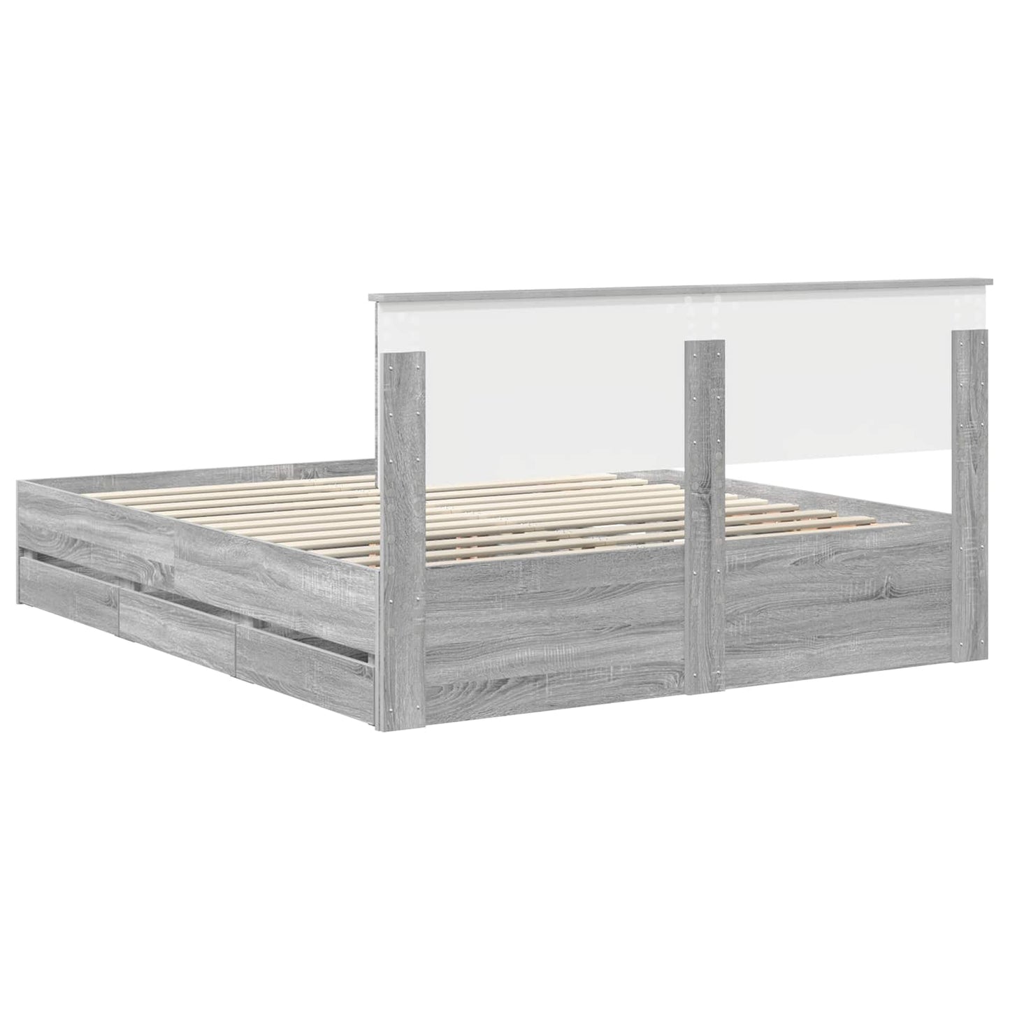 Struttura del letto con cassetto Grigio Sonoma 160 x 200 cm - homemem39