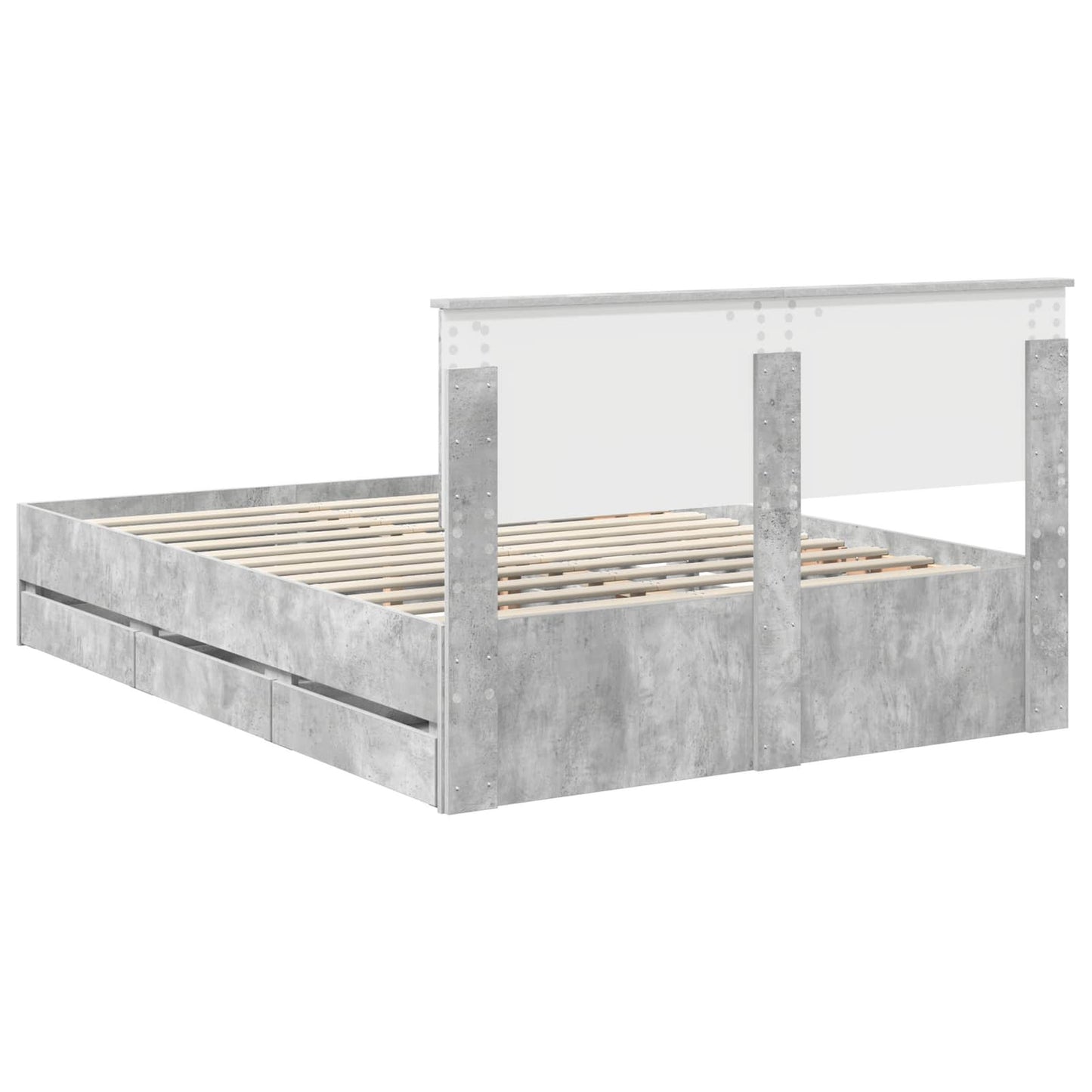 Struttura del letto con cassetto Grigio cemento 140 x 200 cm
