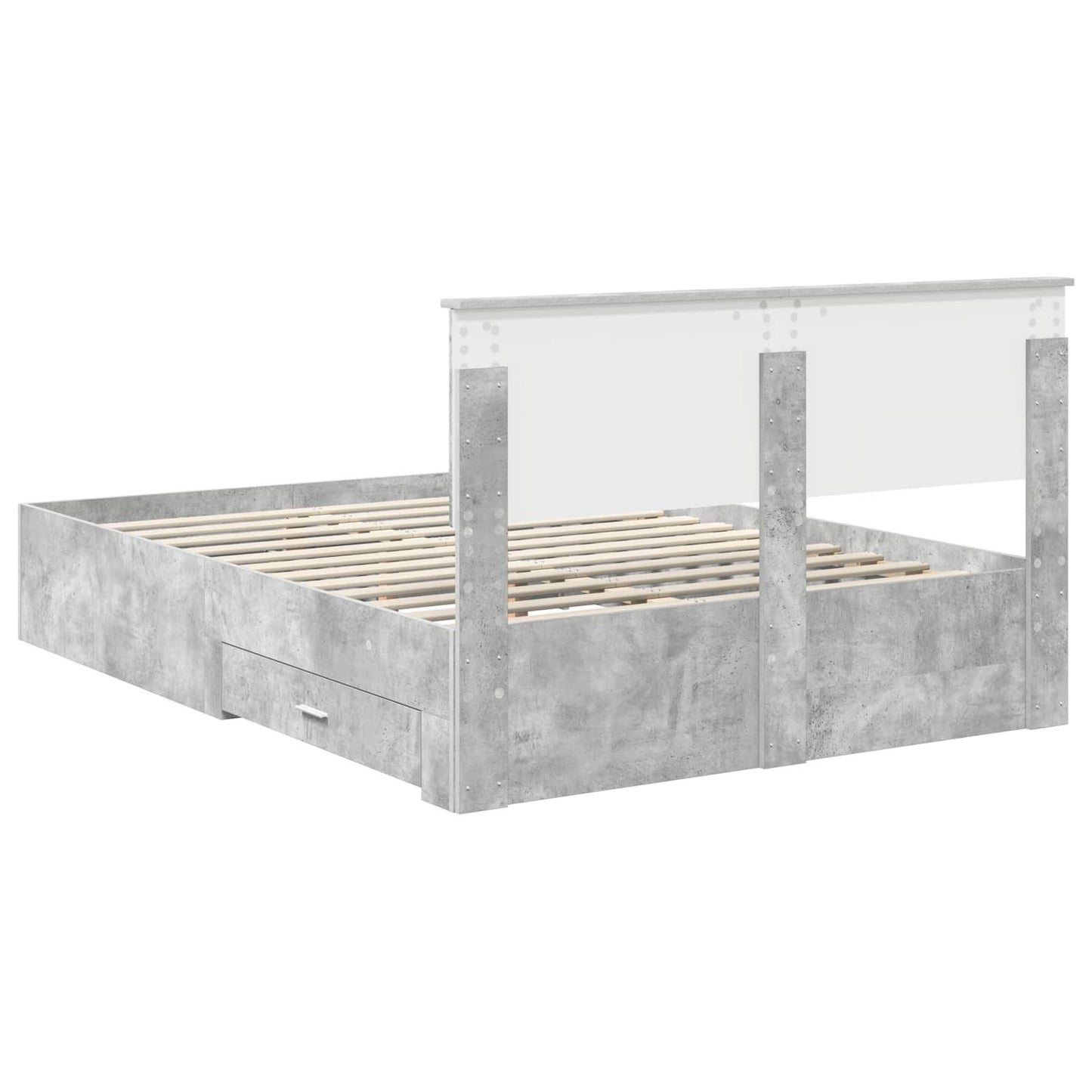 Struttura del letto con cassetto Grigio Cemento 140 x 190 cm | homemem39
