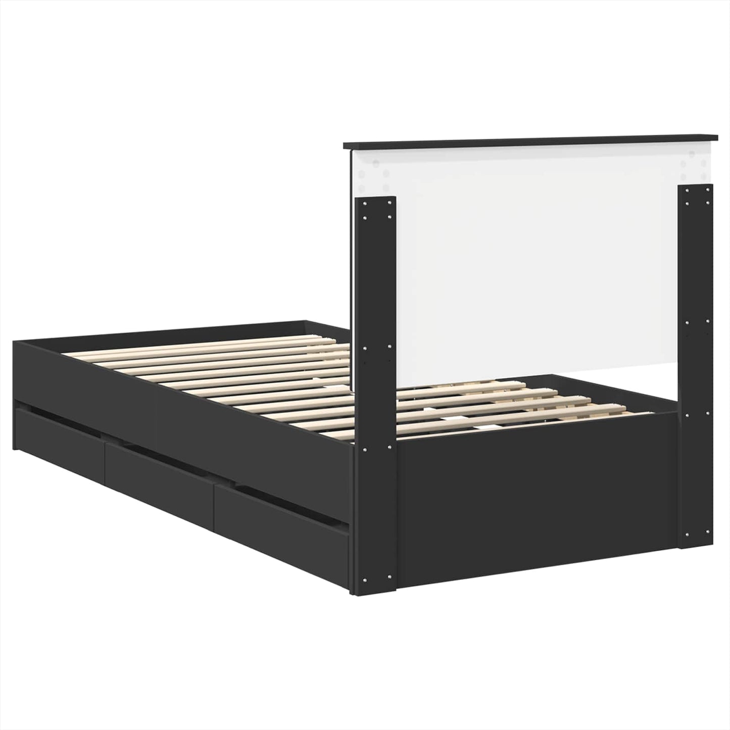 Struttura del letto Nero 100 x 200 cm Legno Ingegnerizzato | homemem39