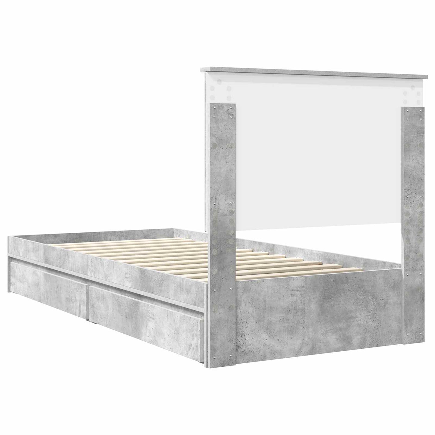 Letto con Contenitore con testiera Grigio cemento 90 x 190 cm | homemem39