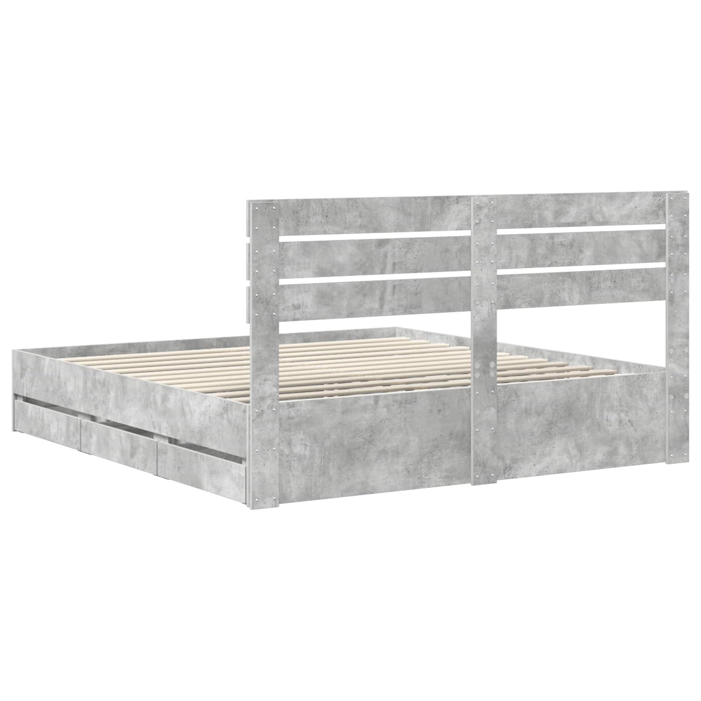Struttura del letto con cassetto Grigio cemento 200 x 200 cm | homemem39