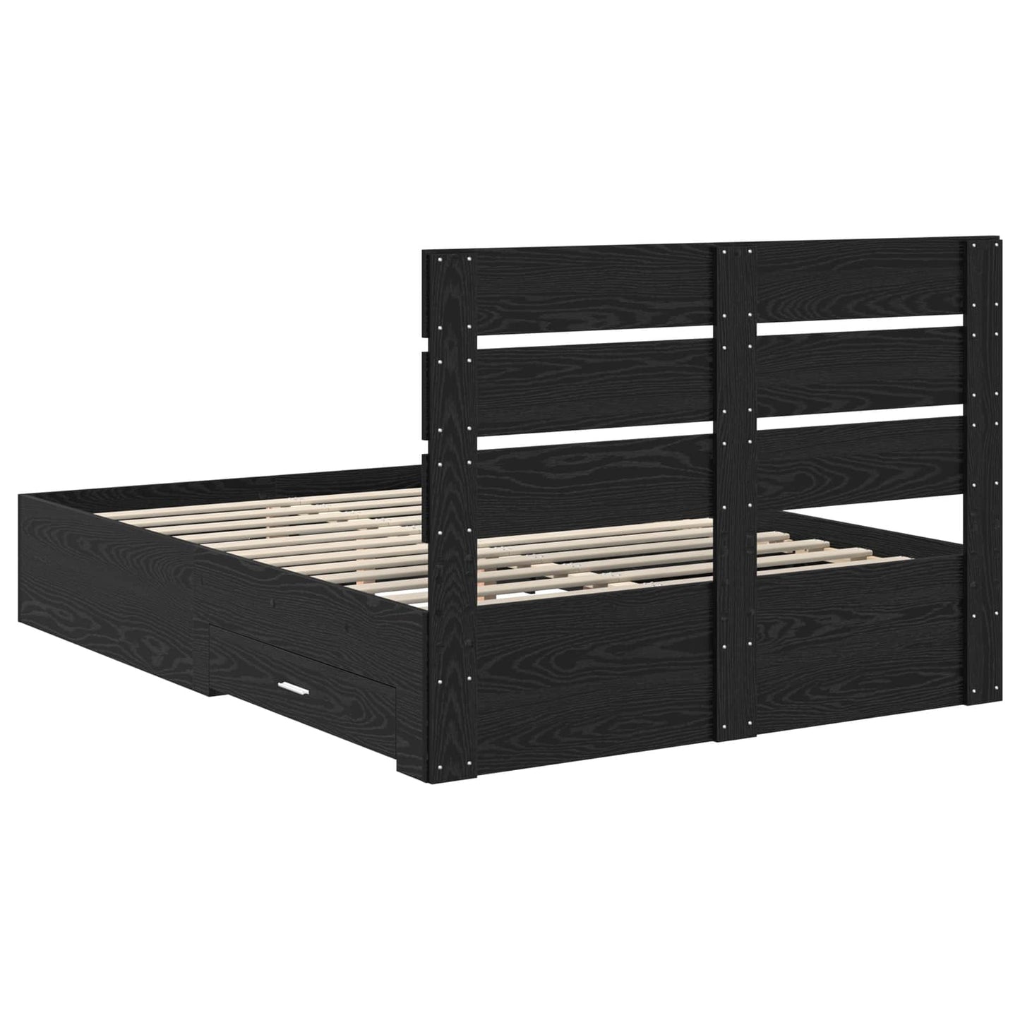 Struttura del letto con cassetto Rovere Nero 140 x 190 cm - homemem39