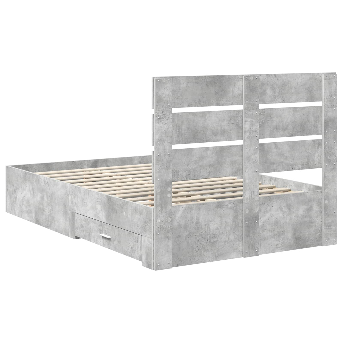 Struttura del letto con cassetto Grigio cemento 135 x 190 cm - homemem39