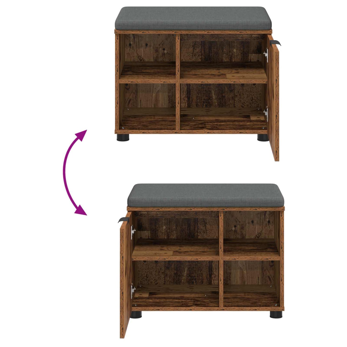 Panca per ingresso con cuscino Legno vecchio 60 x 38 x 46 cm | homemem39