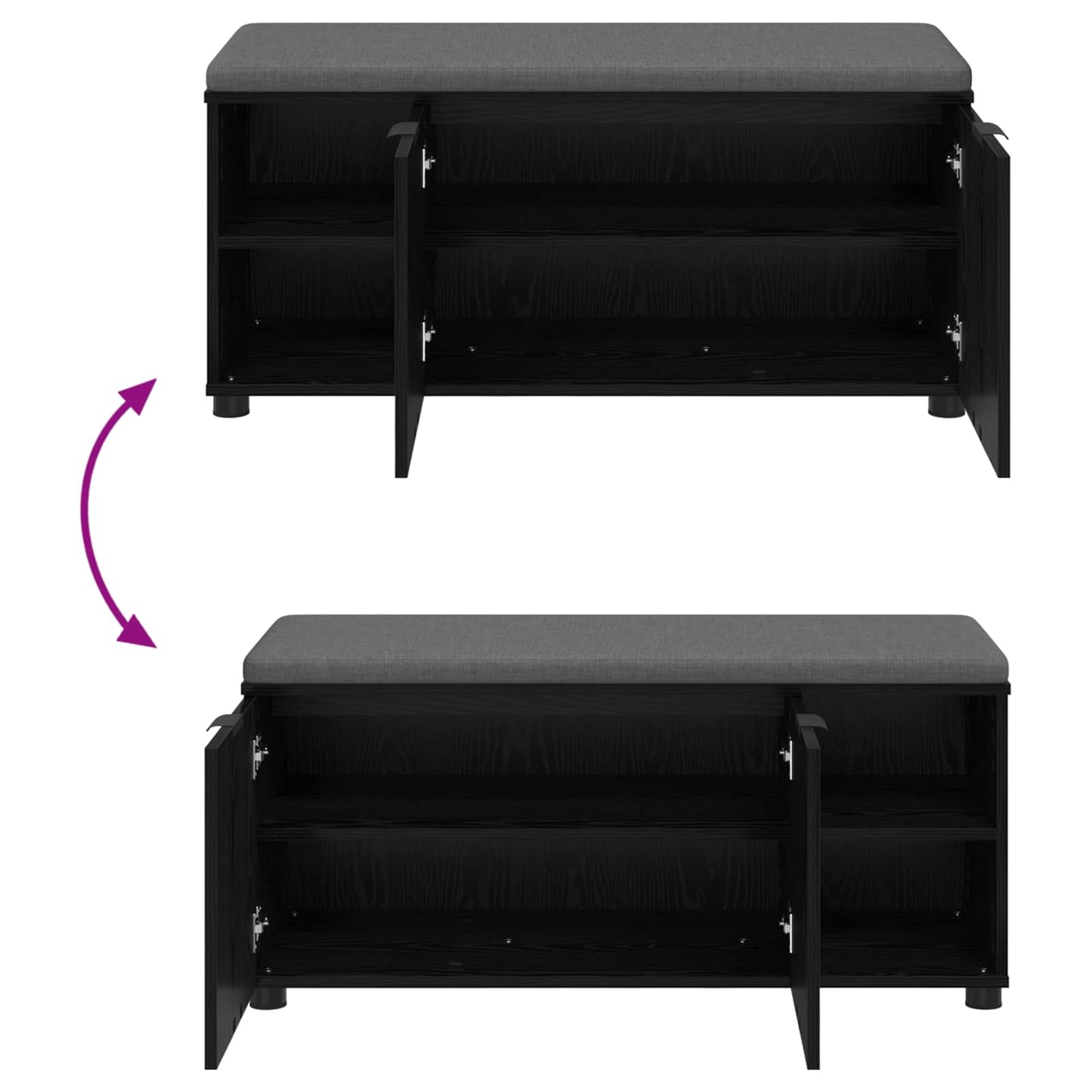 Panca per ingresso con cuscino Rovere Nero 100 x 38 x 46 cm | homemem39