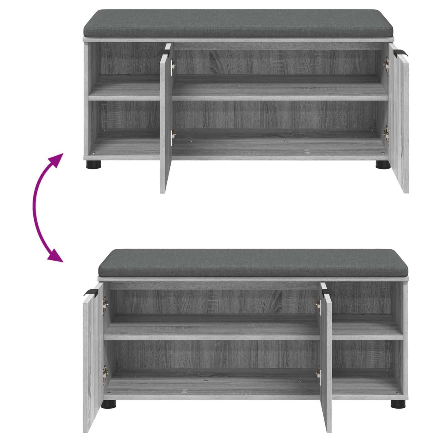 Panca per ingresso con cuscino Sonoma grigia 100 x 38 x 46 cm