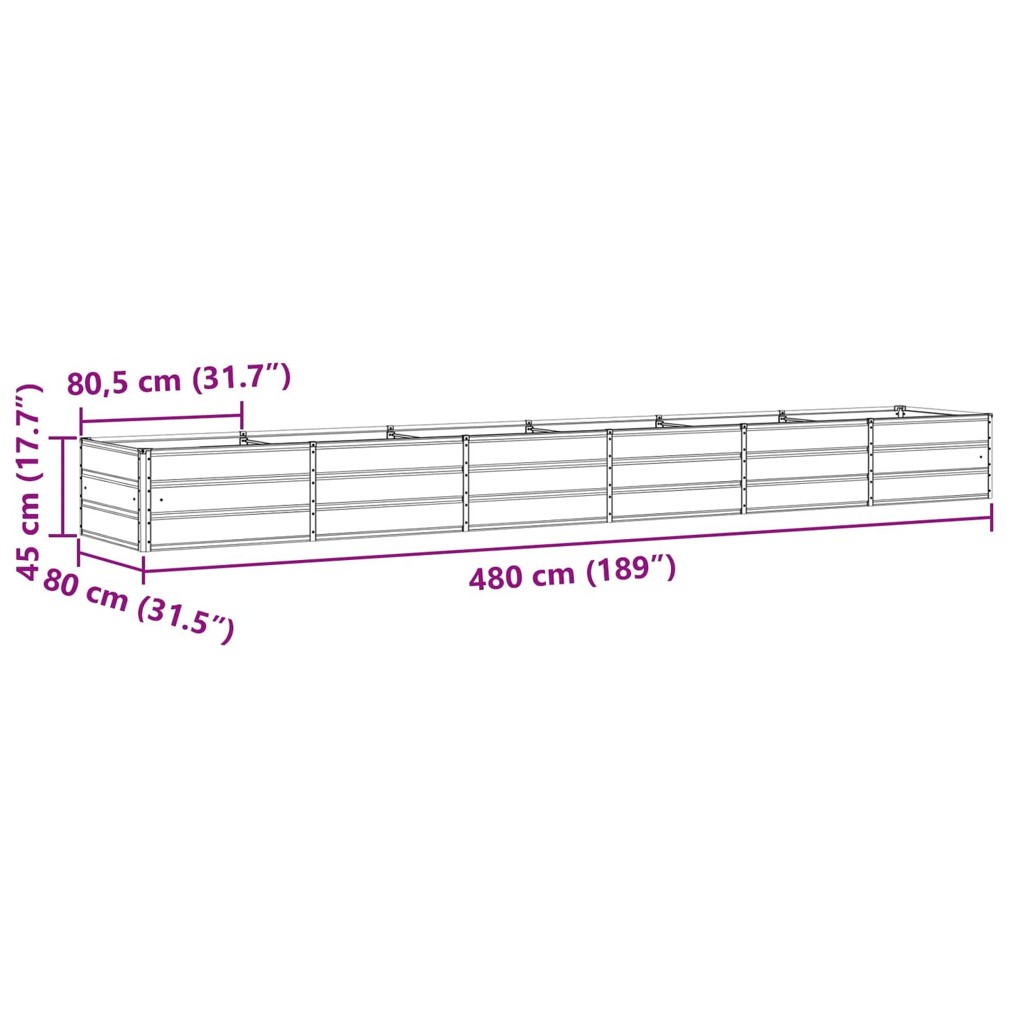 Fioriera Avorio 480 x 80 x 45 cm Acciaio | homemem39