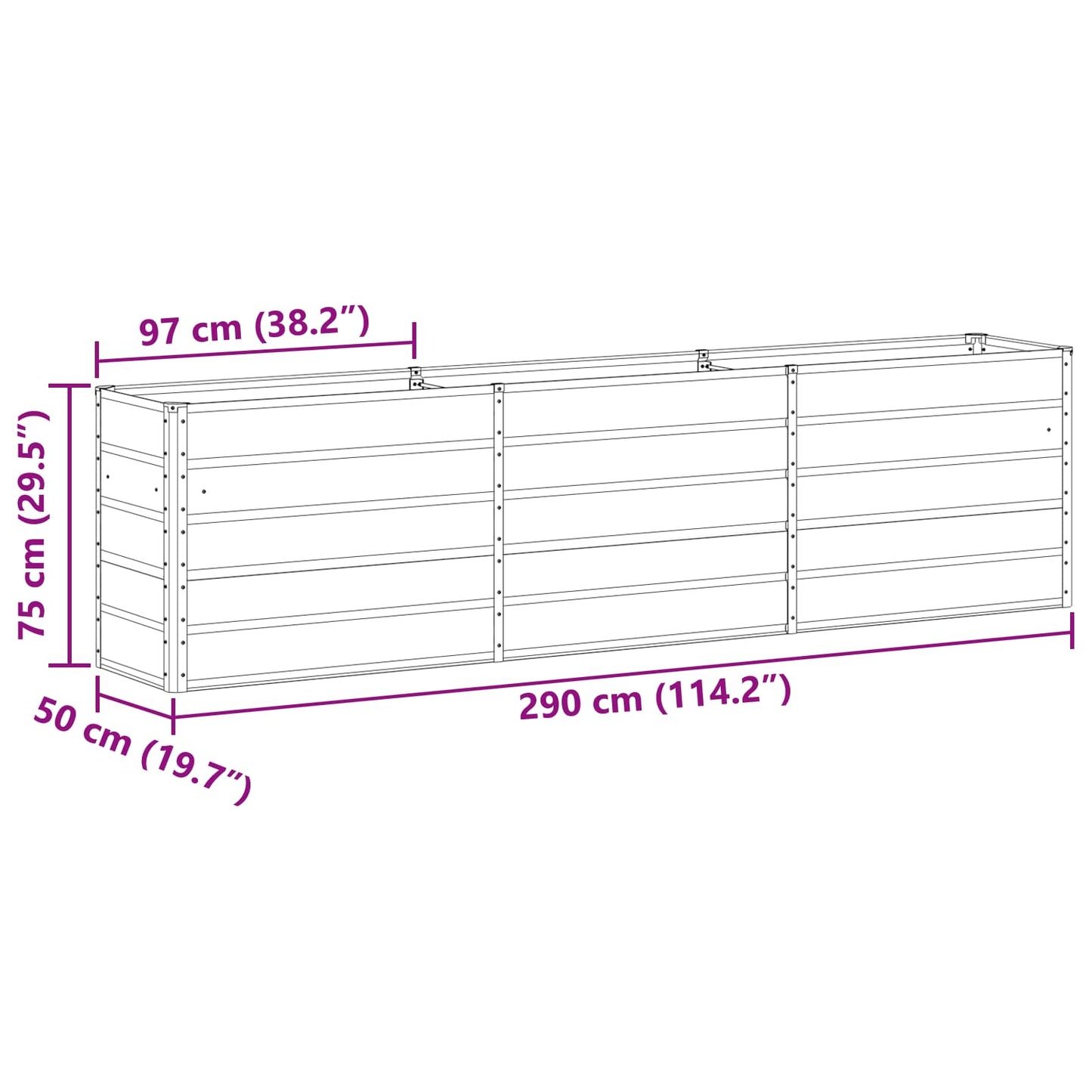 Fioriera Avorio 290 x 90 x 75 cm Acciaio zincato | homemem39