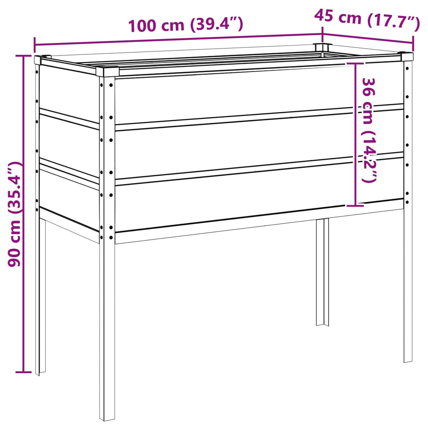 Fioriera Grigio chiaro 100 x 45 x 90 cm Acciaio zincato