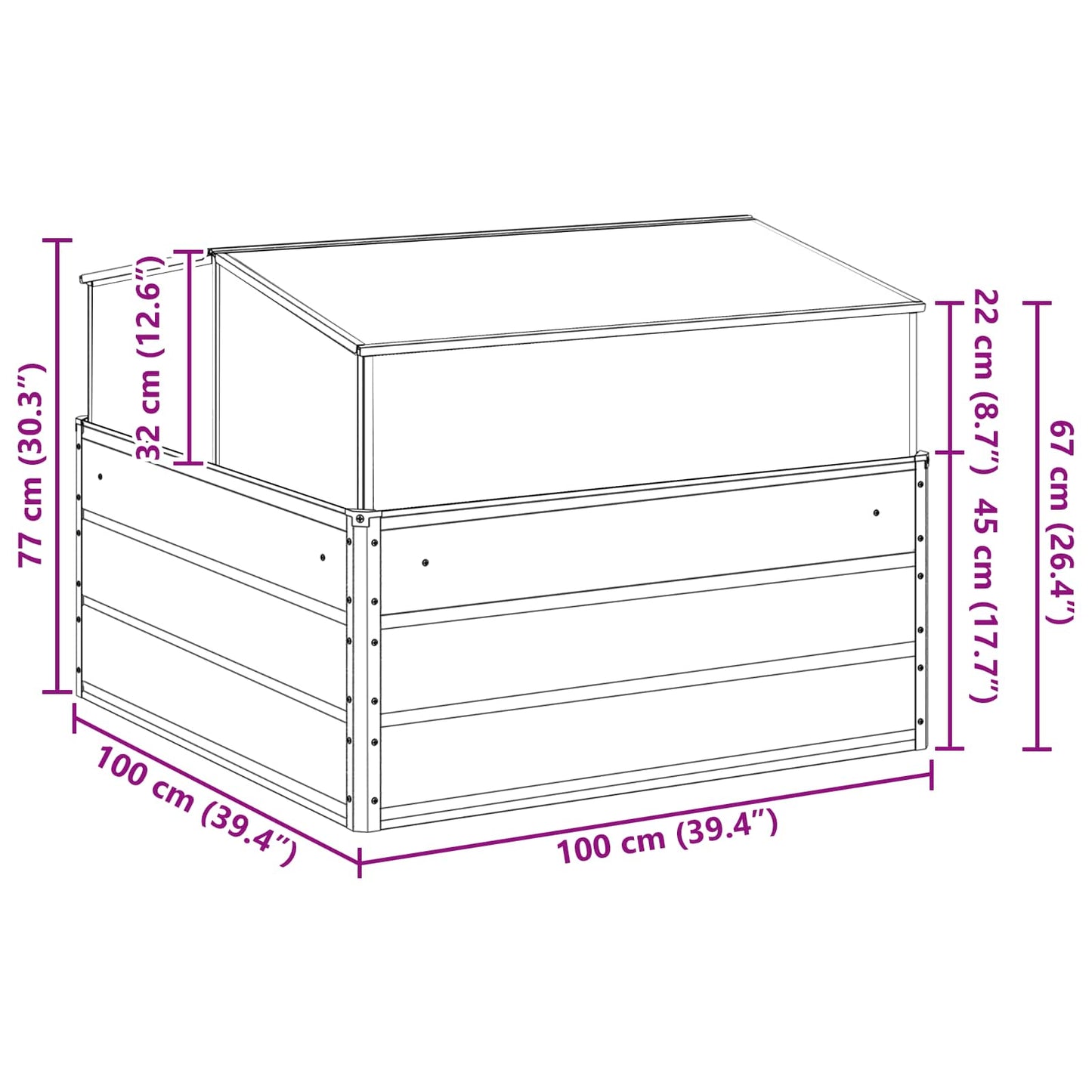 Fioriera Grigio chiaro 100 x 100 x 77 cm Acciaio zincato