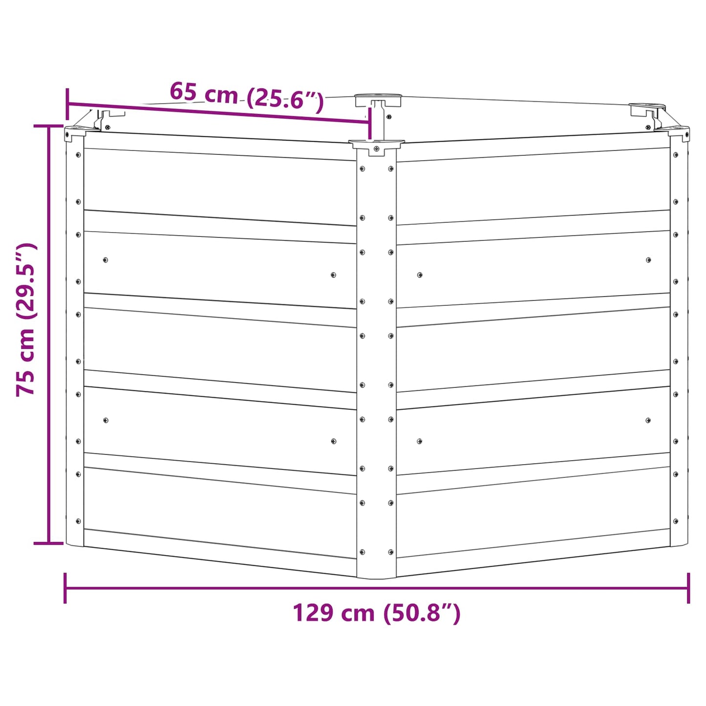 Fioriera Antracite 129 x 129 x 75 cm Acciaio | homemem39