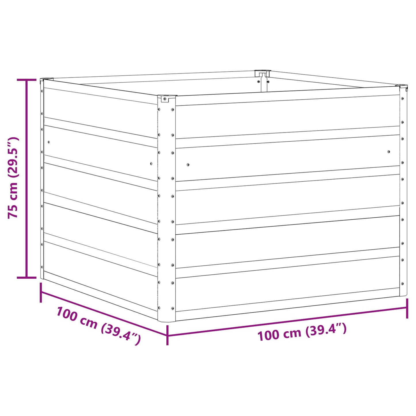 Fioriera Antracite 100 x 100 x 75 cm Acciaio | homemem39