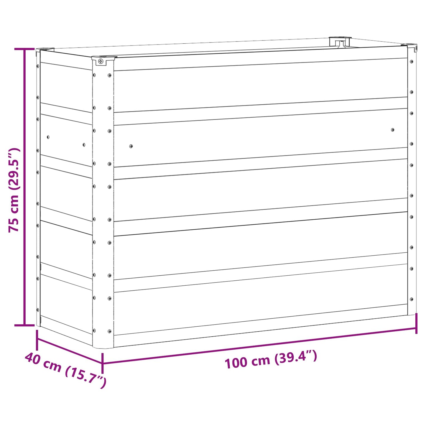 Fioriera Antracite 100 x 40 x 75 cm Acciaio